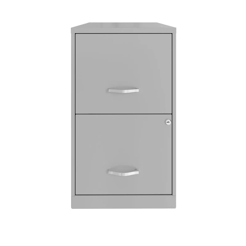 Silver 2-Drawer Metal File Cabinet with Lock & Letter-Size Hanging Files