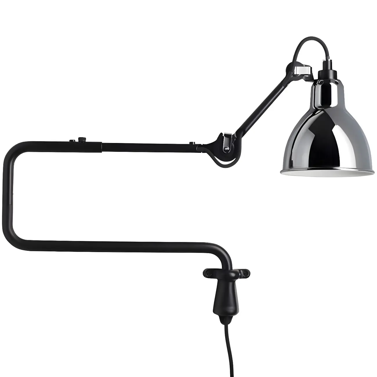 Industrial Black Swing Arm Aluminum Shade Wall Light