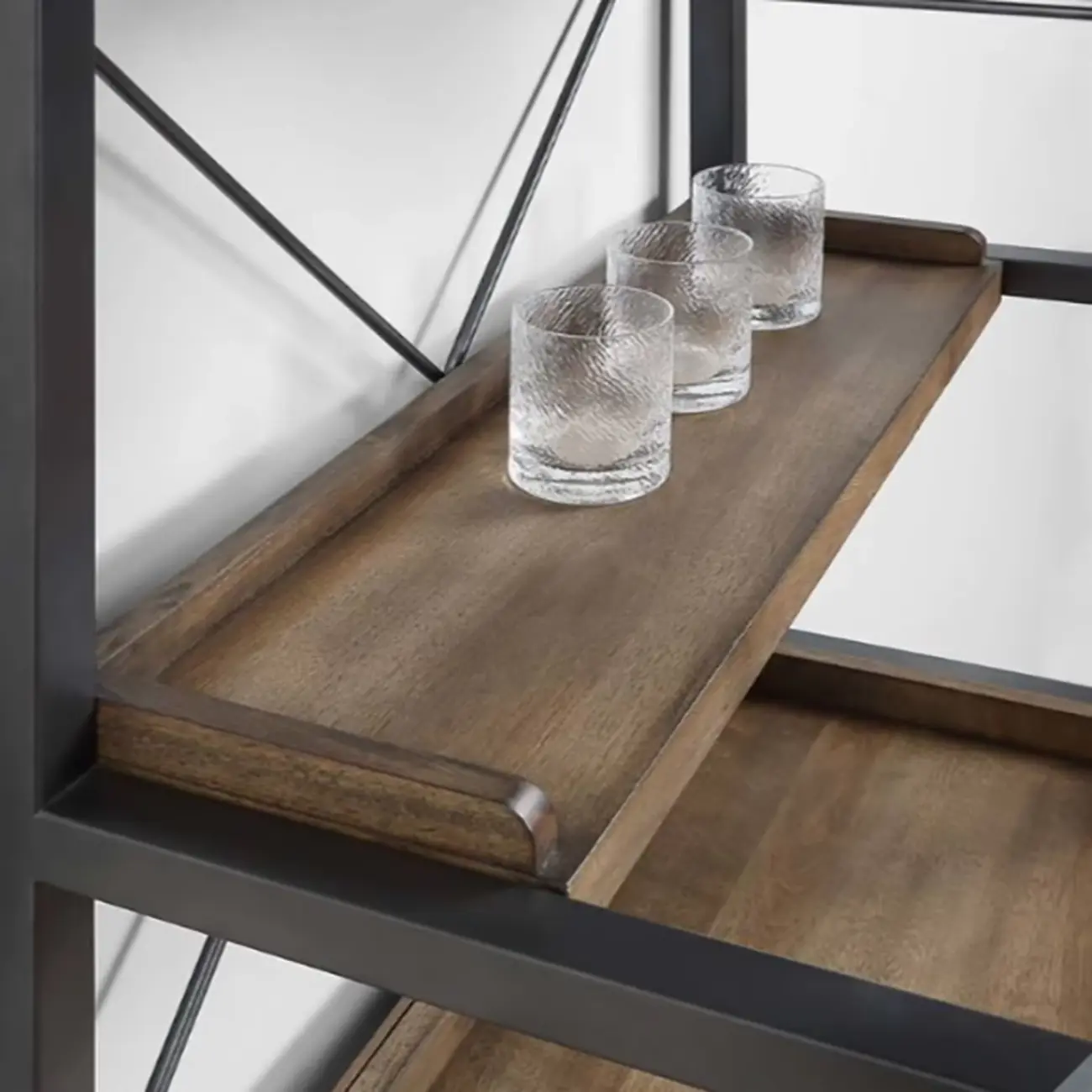 Brown Natural Wood Wine Bottle Glass Rack and Open Wine Rack