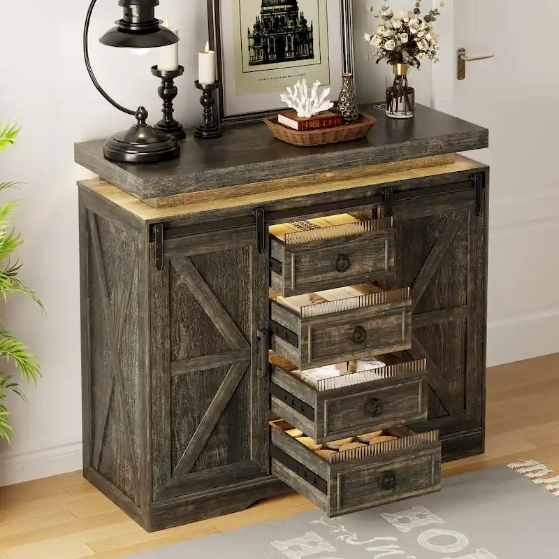 5 Drawer Accent Cabinet With Led Light - N/A