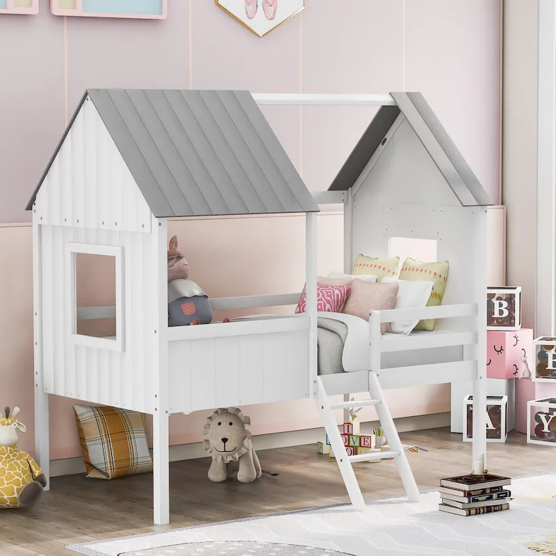 Twin Size Low Loft House Bed