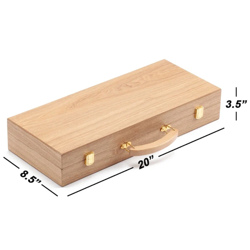 GSE 500pcs Casino Deluxe Wooden Poker Chip Case with 5 Wooden Chip Trays