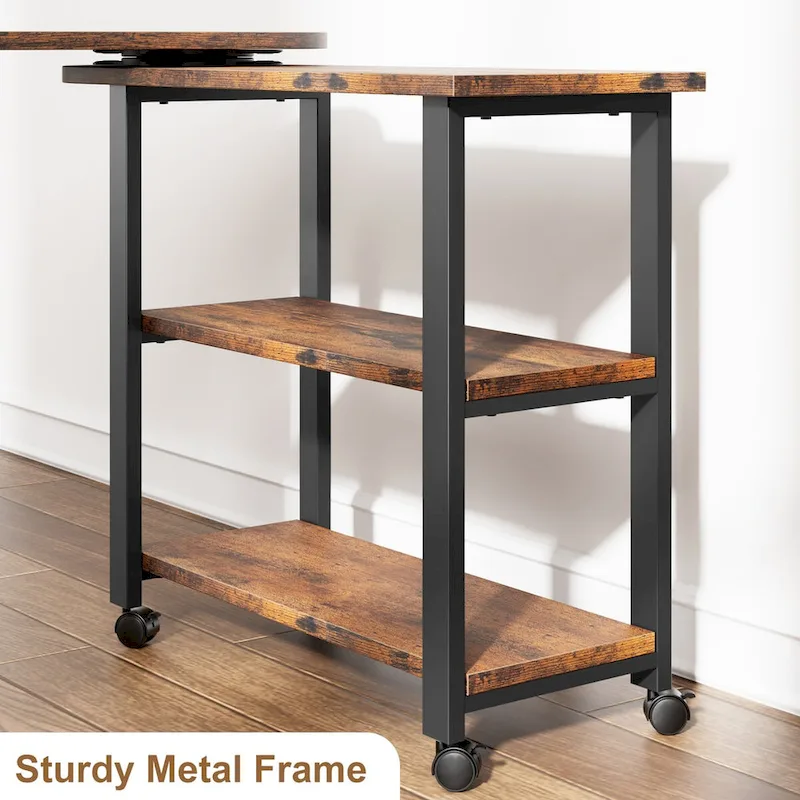 End Table Rotating Sofa Side Table with Charging Station