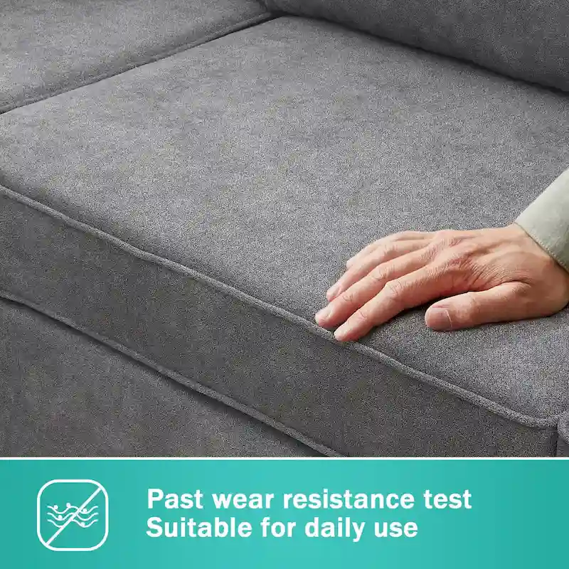 91-inch Modern L-shaped Upholstered Sectional Sofa with Three Pillows - 91W x 91D x 33.5H