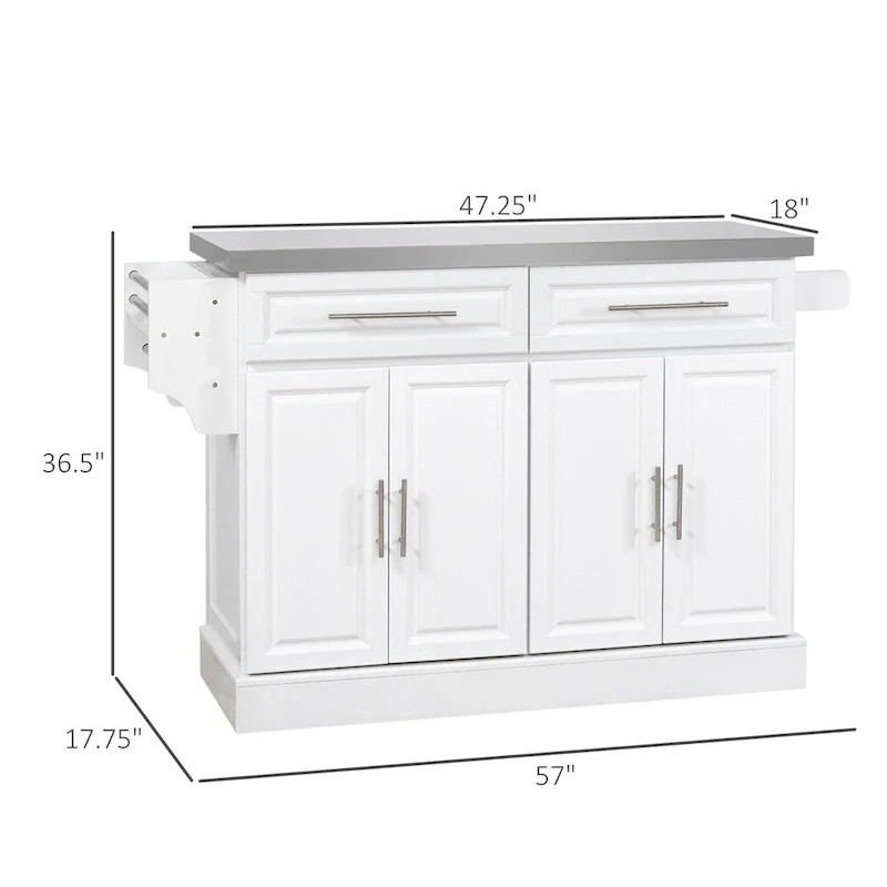 Rolling Kitchen Island,Portable Kitchen Cart with Stainless Steel Top