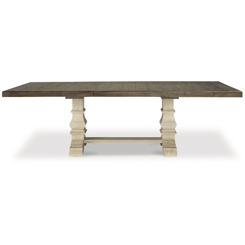 Signature Design by Ashley Bolanburg Brown / Antique White Extension Dining Table - 48 W x 103.25 D x 28.25 H