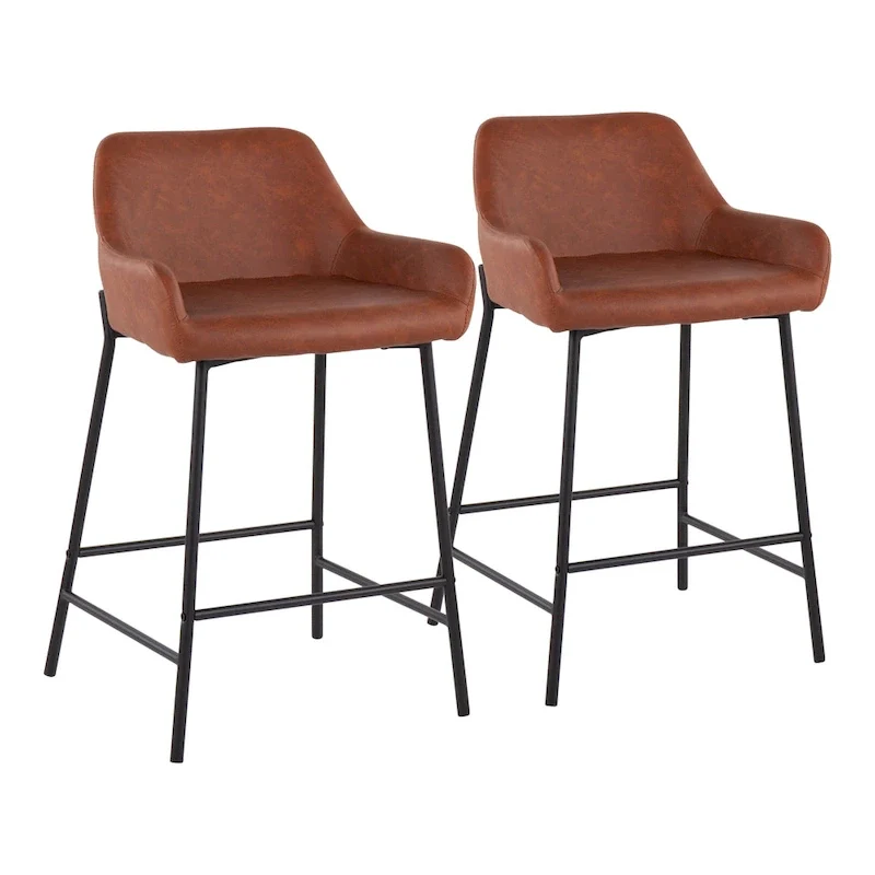 Galotti Black Fixed-Height Upholstered Counter Stool - Set of 2