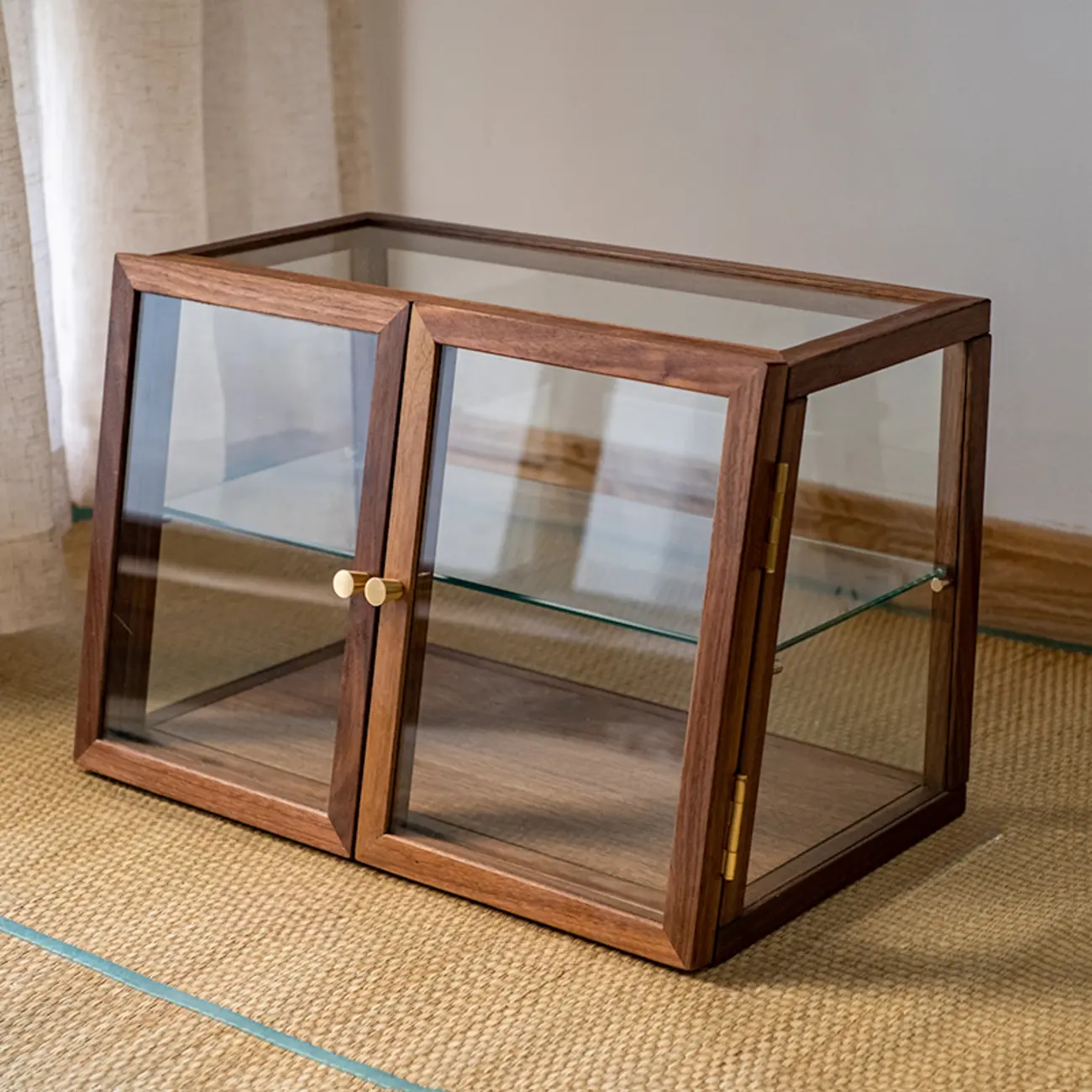 Small Wooden Glass Display Curio Cabinet Tableytop