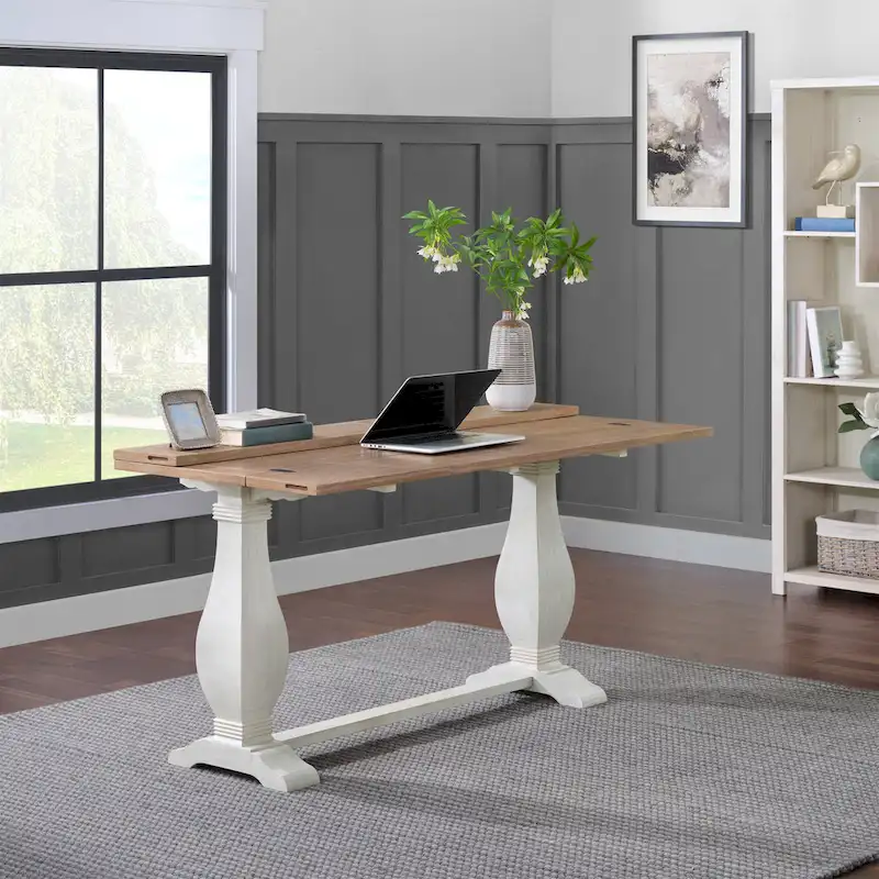 60 Solid Wood Pedestal Flip-top Sofa Console Table