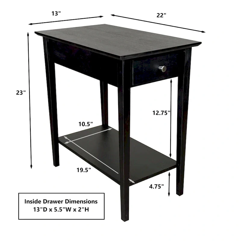 Solid Bamboo Recliner Table with Drawer