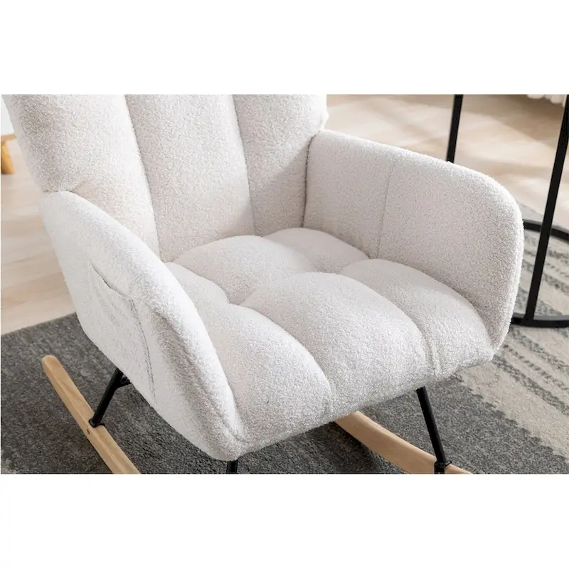 Rocking Chair Upholstered Glider Rocker Rocking Accent Chair Padded Seat with High Backrest Armchair