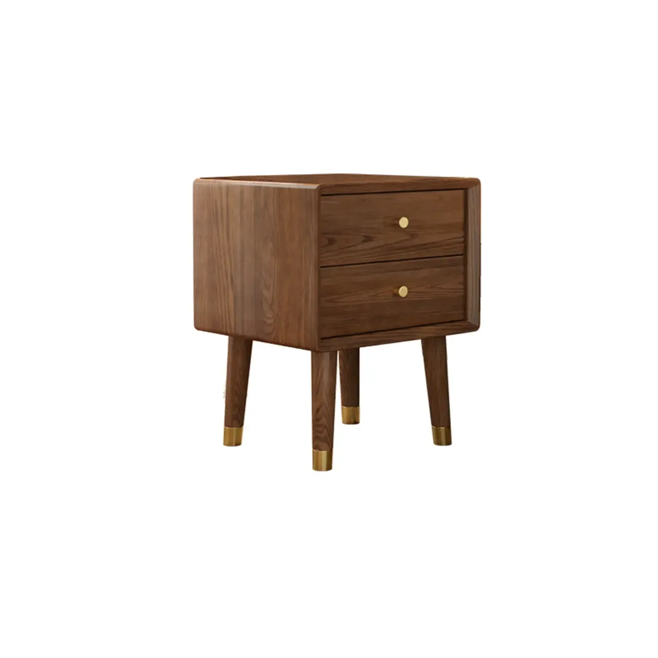 Traditional Natural Wood Nightstand with 2 Drawers