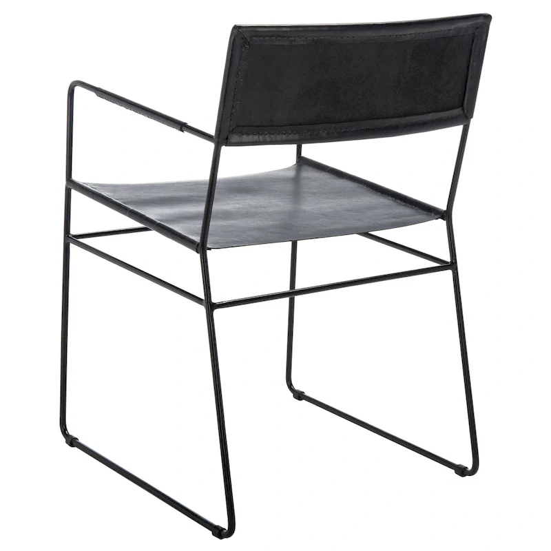 SAFAVIEH Bernardine Leather Dining Chair (Set of 2) - 21.7 W x 19.7 L x 31.9 H - 22Wx20Dx32H