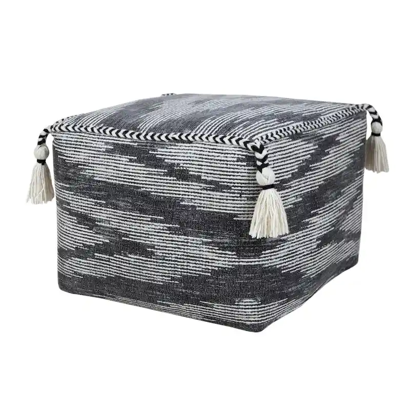 Sevita Gray Modern Electrostatic Geometric Pouf Ottoman