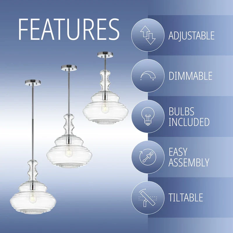 Monkey 13.37  Glass/Metal LED Pendant, by JONATHAN Y