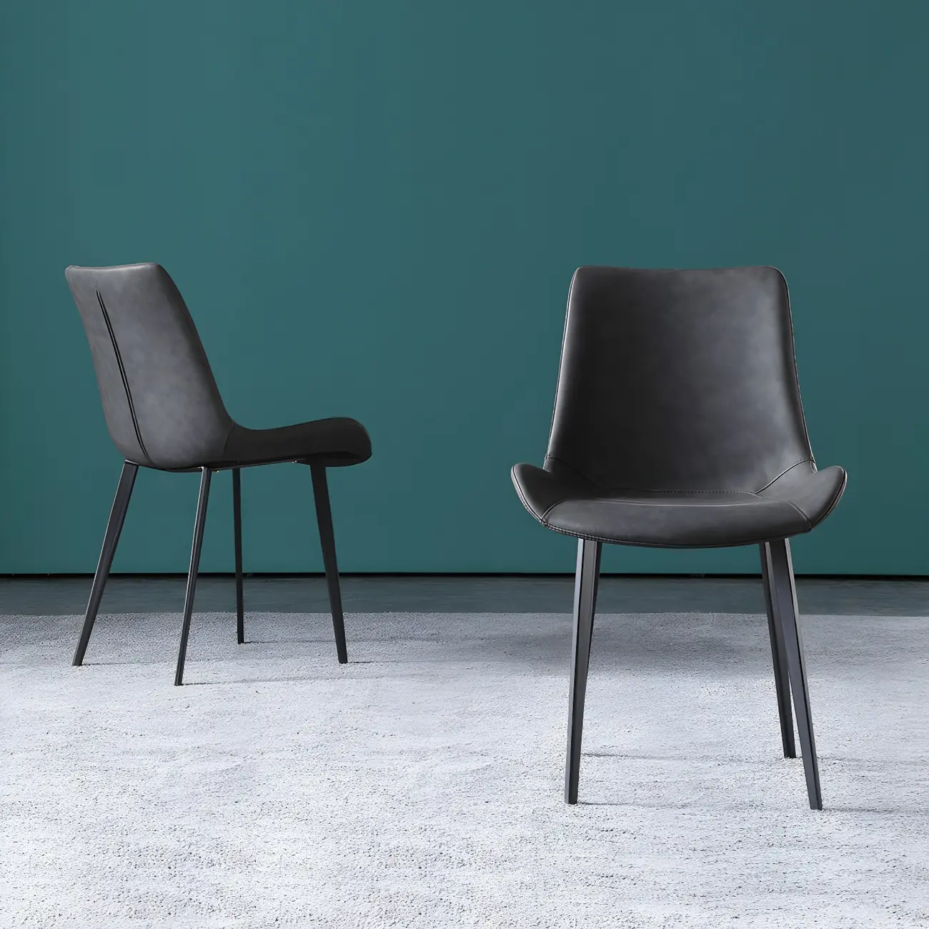 Industrial Modern Dining Chairs Set of 2 with Leather Upholstery