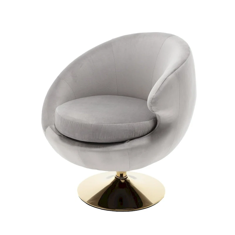 HOMEFUN Velvet 360 Degree Swivel Right Cuddle Barrel Accent Chairs