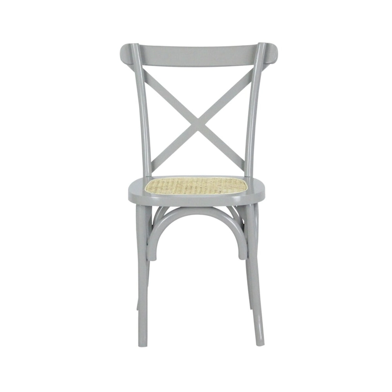 Colmar Classic Traditional X-Back Wood Rattan Dining Chair, Natural (Set of 2) by JONATHAN Y