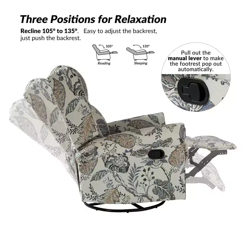 Helmut Manual Swivel Glider Recliner|HULALA HOME