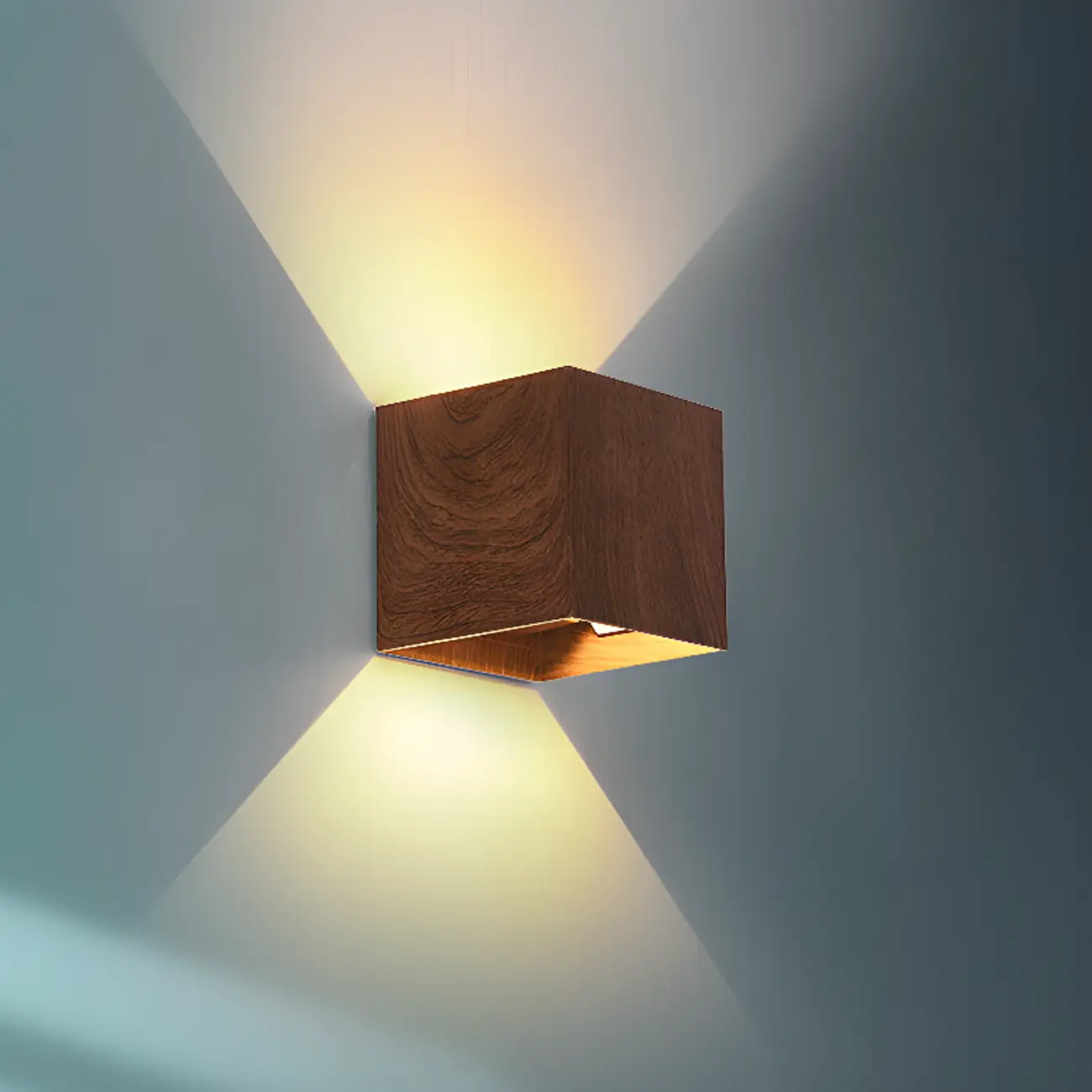 Walnut Geometric 2-Light LED Wall Sconce with Up & Down