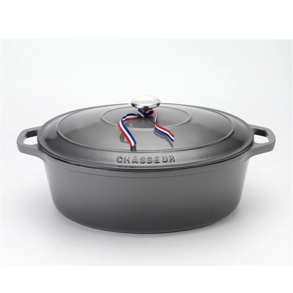 Chasseur 3.8-quart Caviar-Grey Enameled Cast Iron Oval Dutch Oven