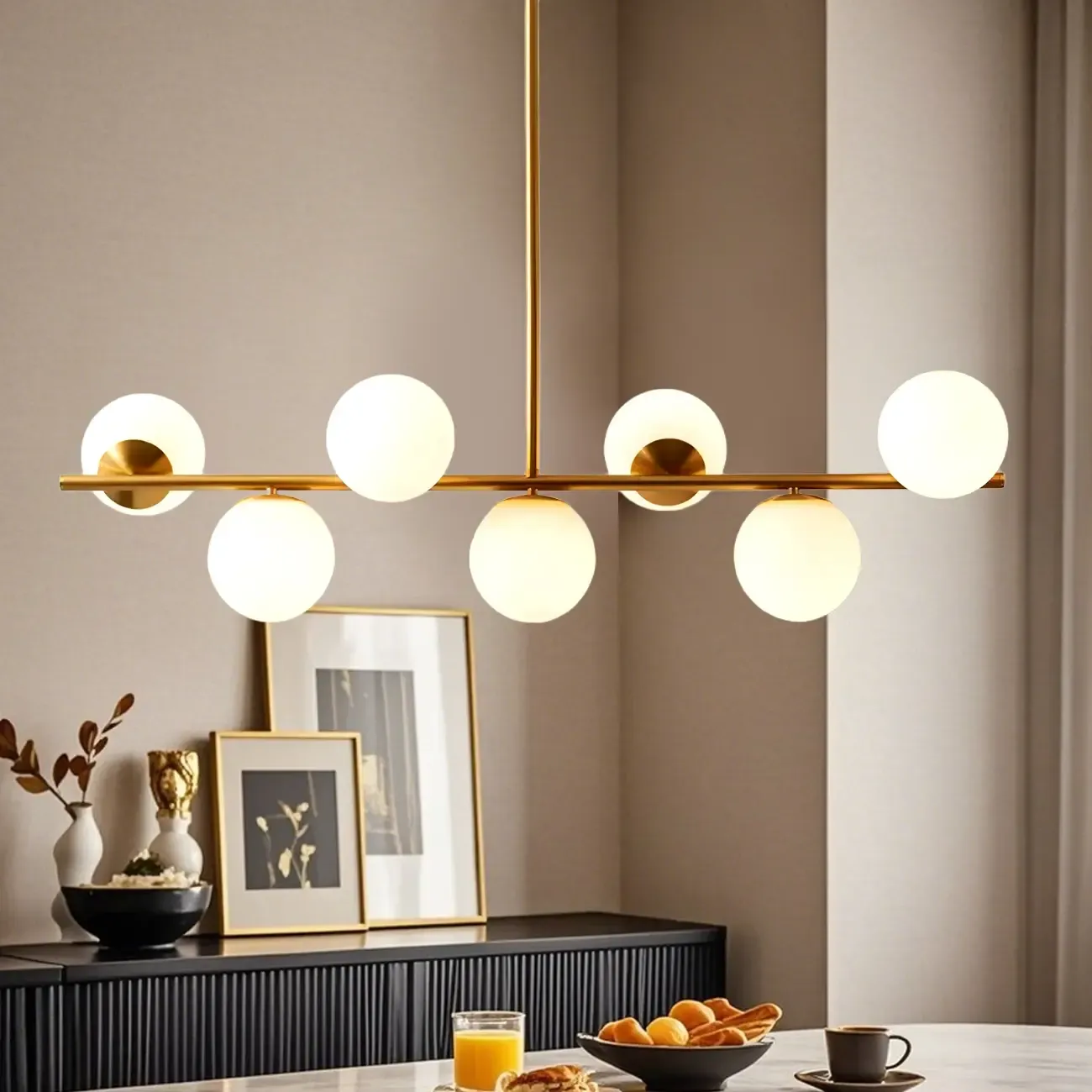 Modern Copper Globe Multi-Light Island Pendant Light