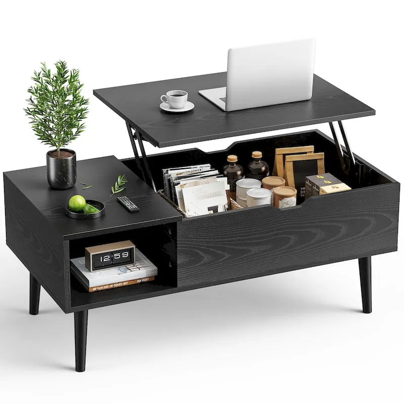 Lift Top Coffee Storage Wood Tables with Hidden Compartment Small Dining Desk for Home Living Room Office