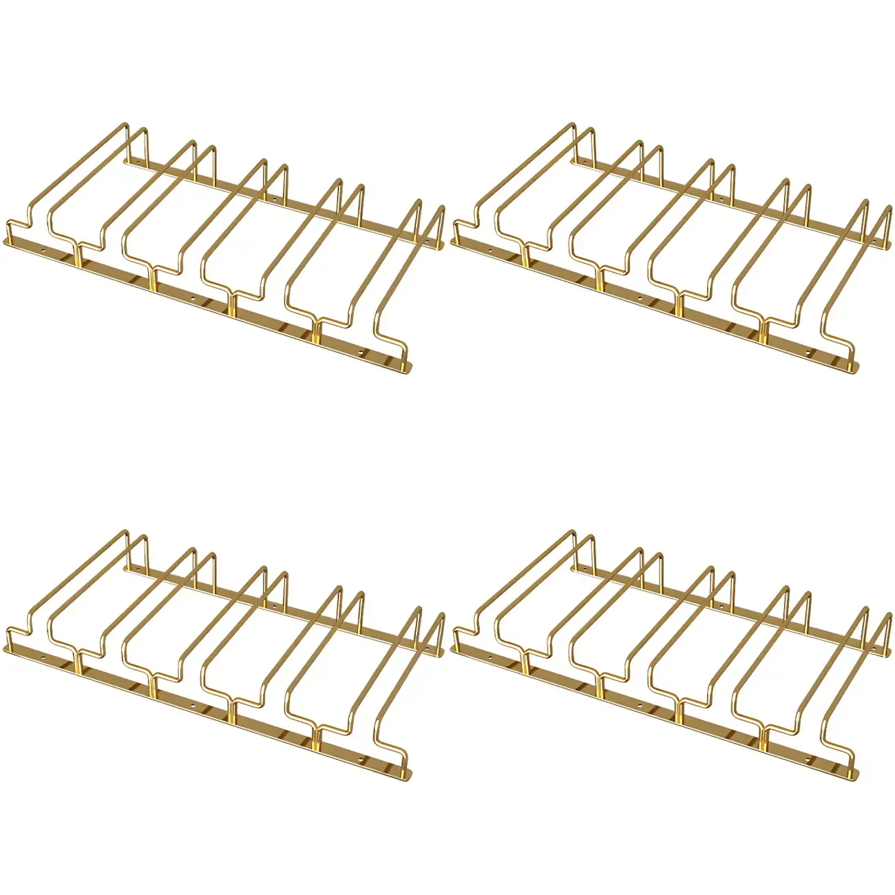 Gold Rectangular Hanging Metal Wine Glass Rack