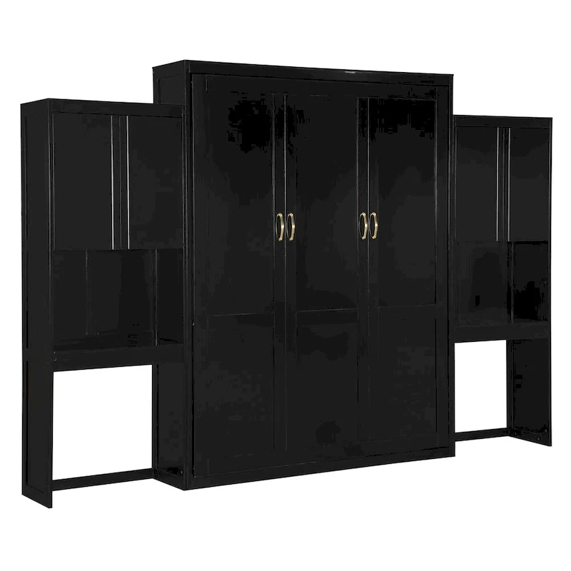 All-in-one Murphy Bed with Desk, Vanity and Wardrobe Queen Folding Bed