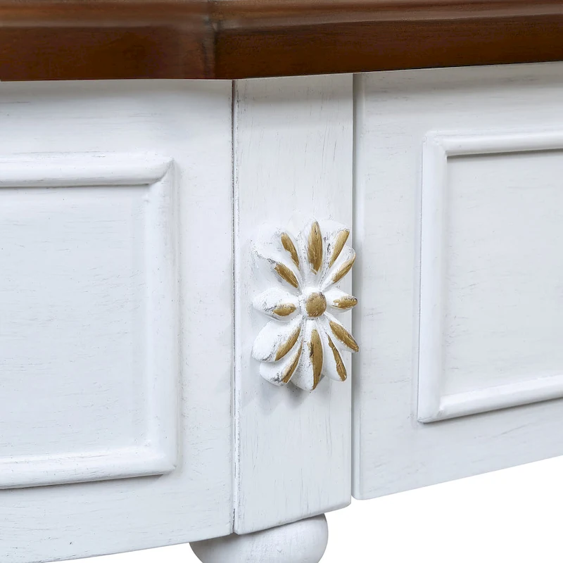 52 inch Circular Half Moon Sofa Table with Open Shelf and 2 Drawers