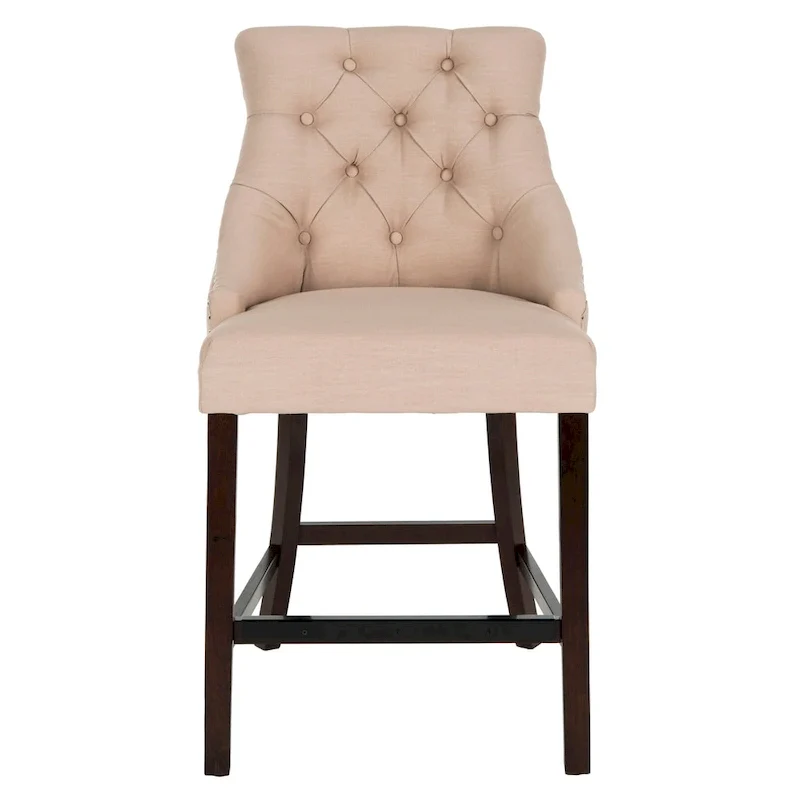 SAFAVIEH Dottie 26-inch Tufted Wing Back Counter Stool - Grey / Espresso (Set of 2) - 22.5 x 25 x 41 - 22.5 x 25 x 41