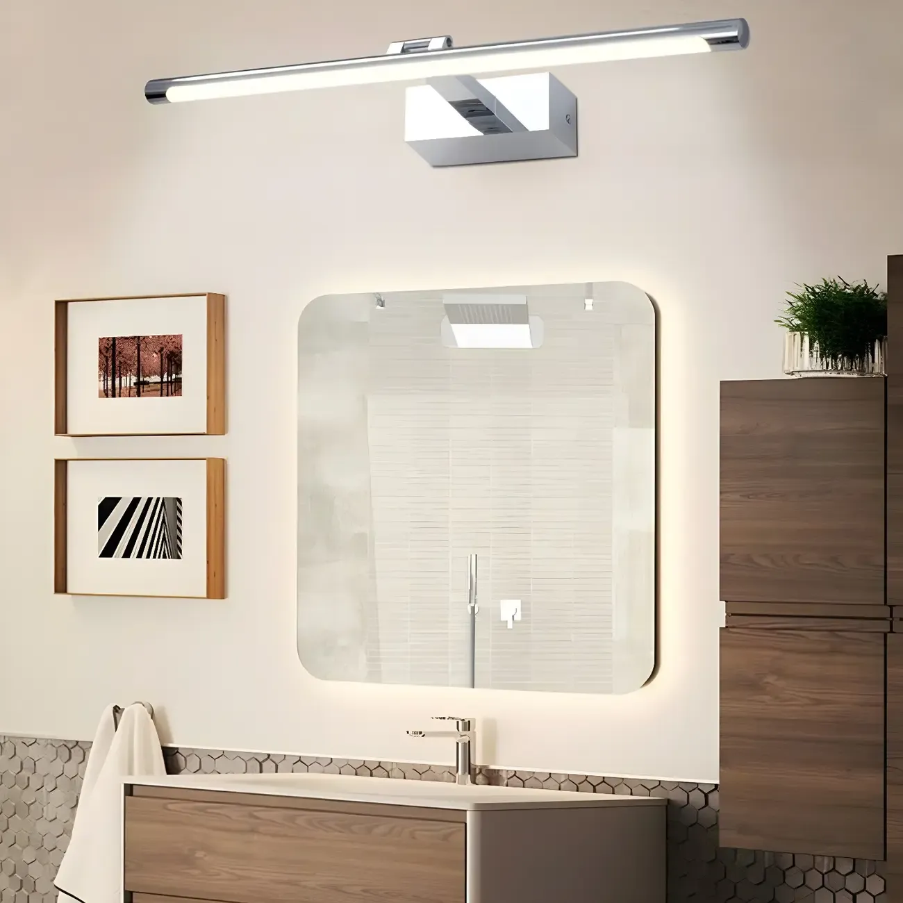 Modern Geometric Linear Vanity Light with Integrated LED