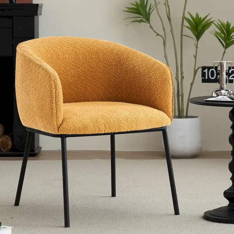 Set of 1 Boucle Upholstered Accent Barrel Armchair