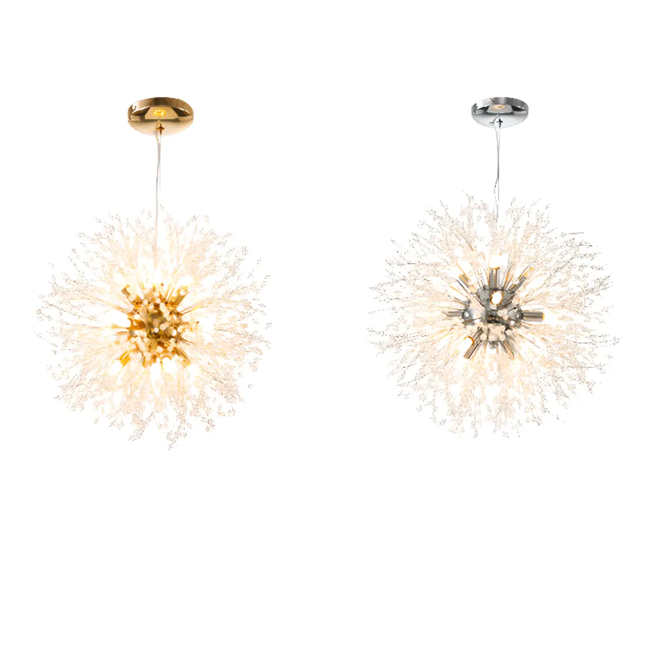 Modern Crystal Globe Chandelier with Starburst Design