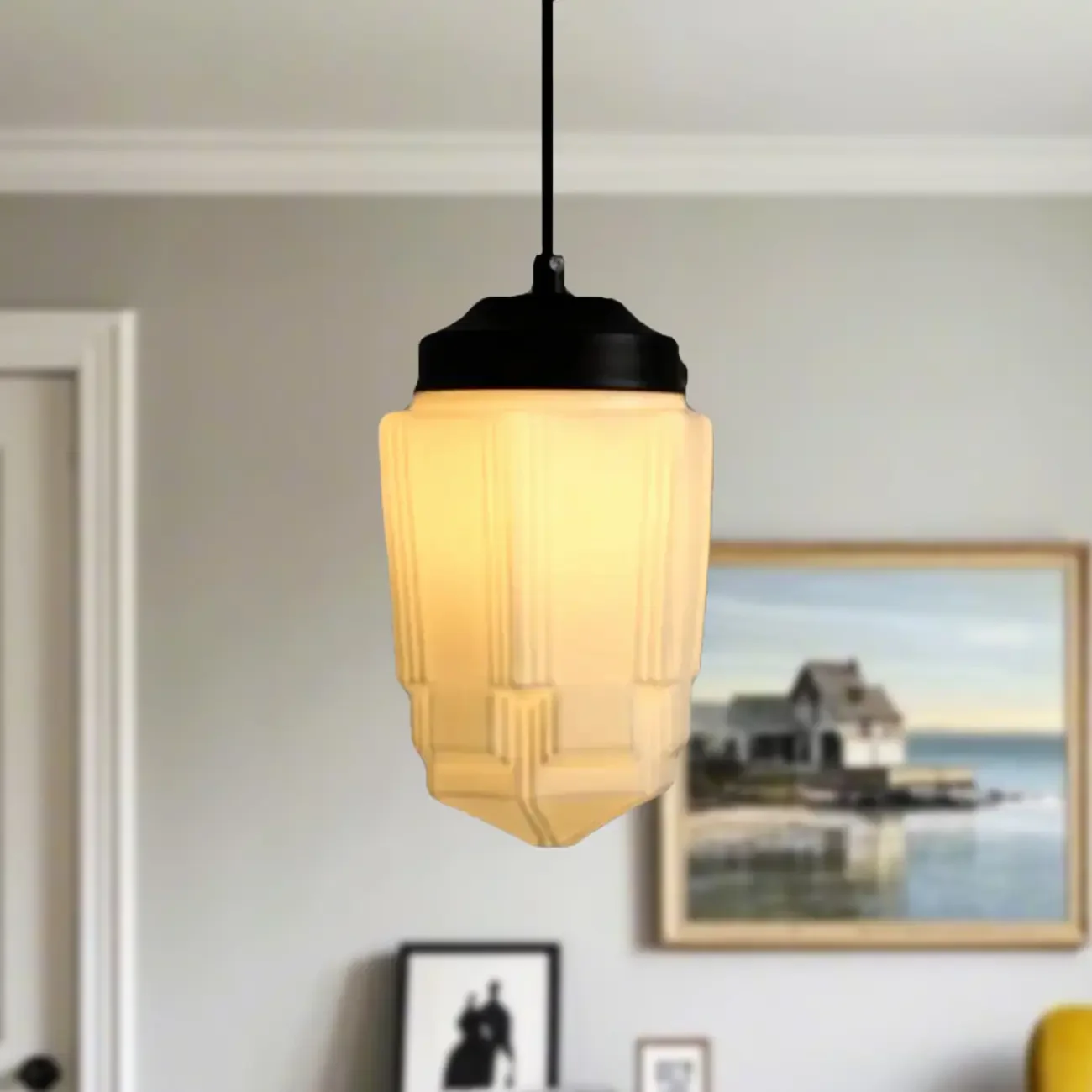 Modern Frosted Glass LED bedside pendant lamp in Hazelnut Tone