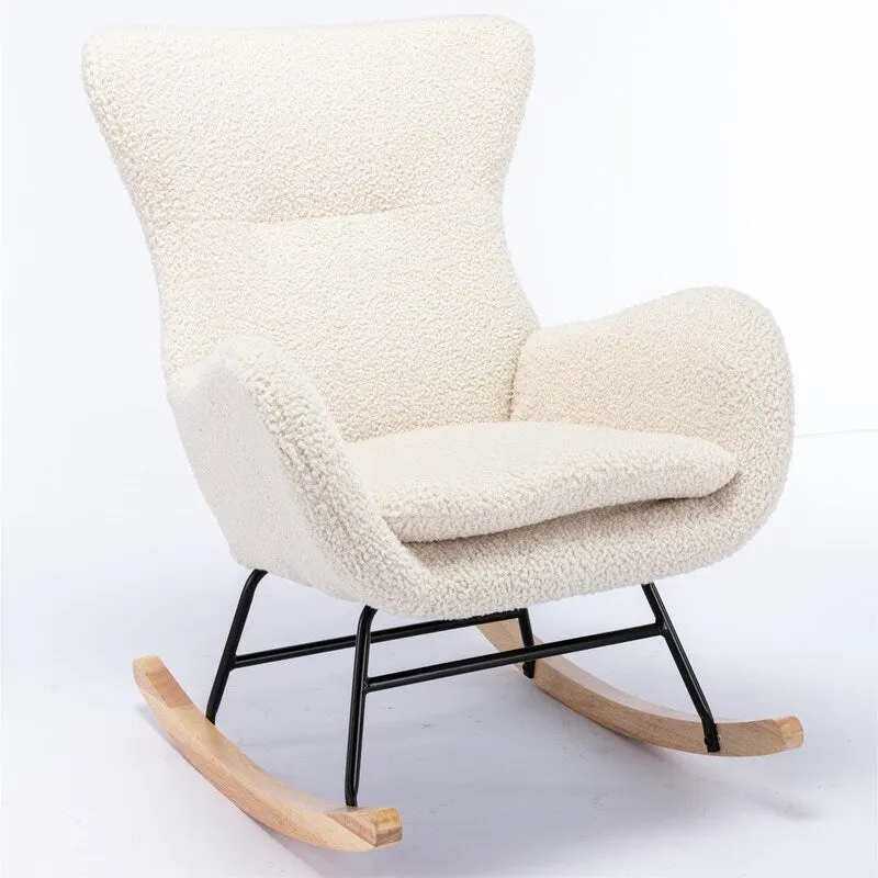 Teddy Fabric Padded Seat Rocking Chair