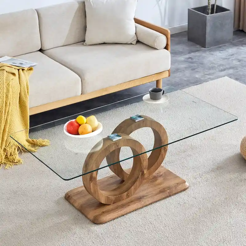 Stylish MDF Coffee Table with Glass Top for Versatile Living Spaces