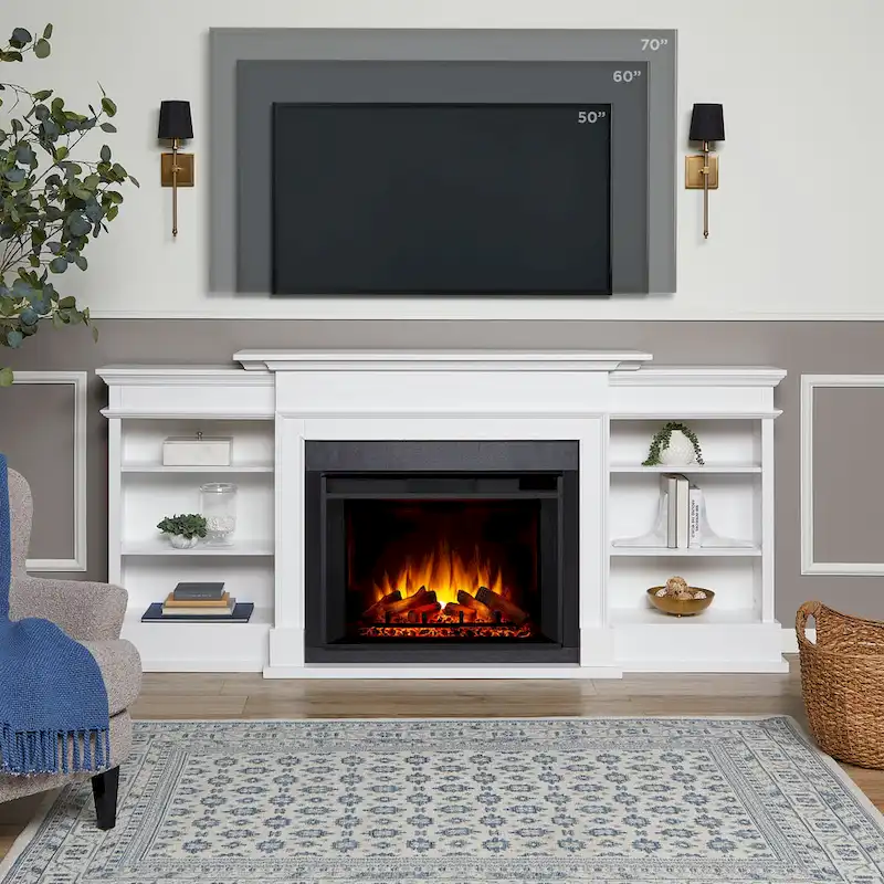 Ashton 93 Grand Media Electric Fireplace in White by Real Flame