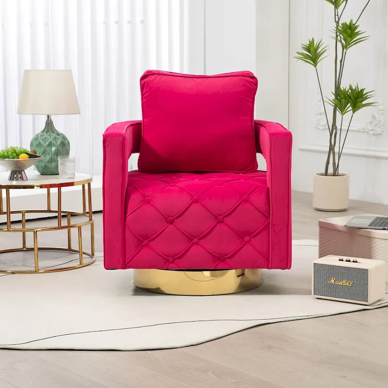 Fabric pull buckle living room rotating leisure chair, reception and negotiation chair