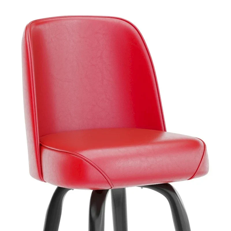 Metal Barstool with Swivel Vinyl Upholstered Bucket Seat and Footrest - 18.5D x 18.5W x 42.5H