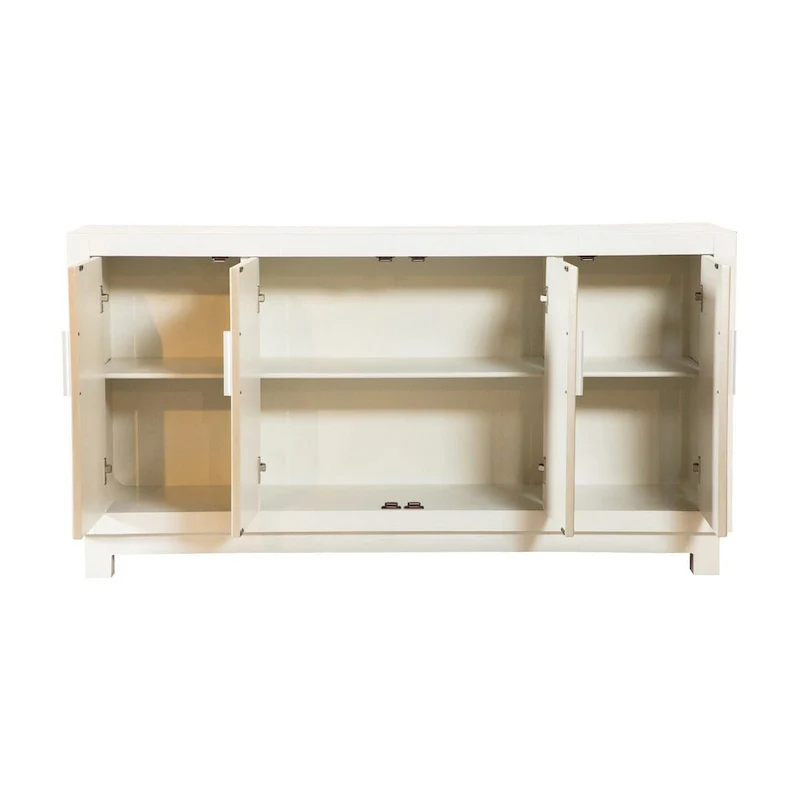 60 Inch Rustic 4 Door Sideboard Cabinet Console, White Gold Front Pattern