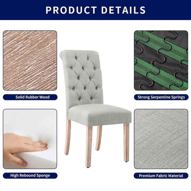 Subrtex(Set of 2)Linen Parsons Upholstered Button Dining Chair