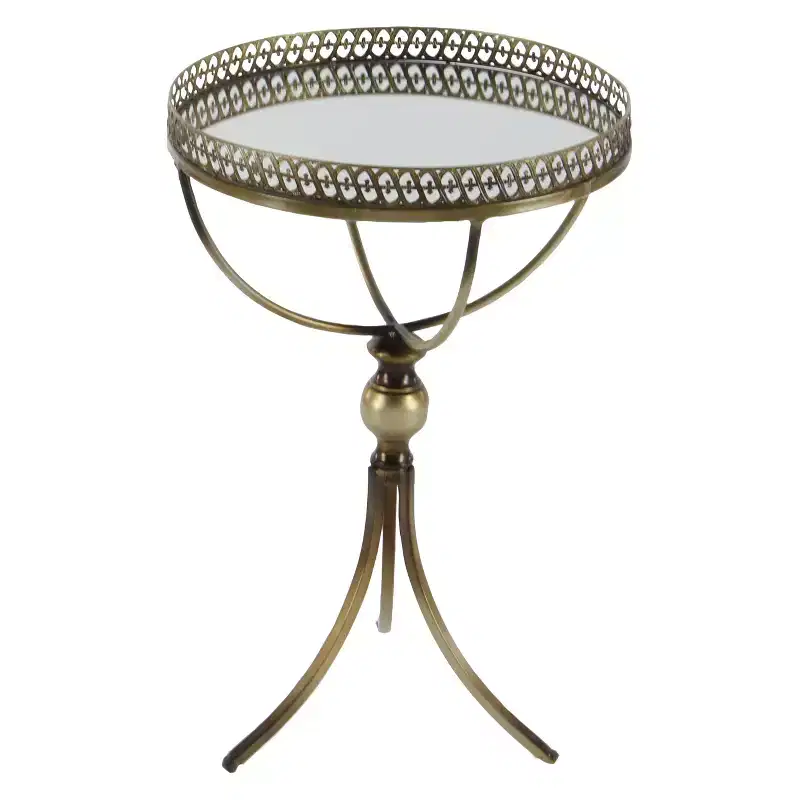Metal and Glass Round Pedestal Table Gold - Olivia & May