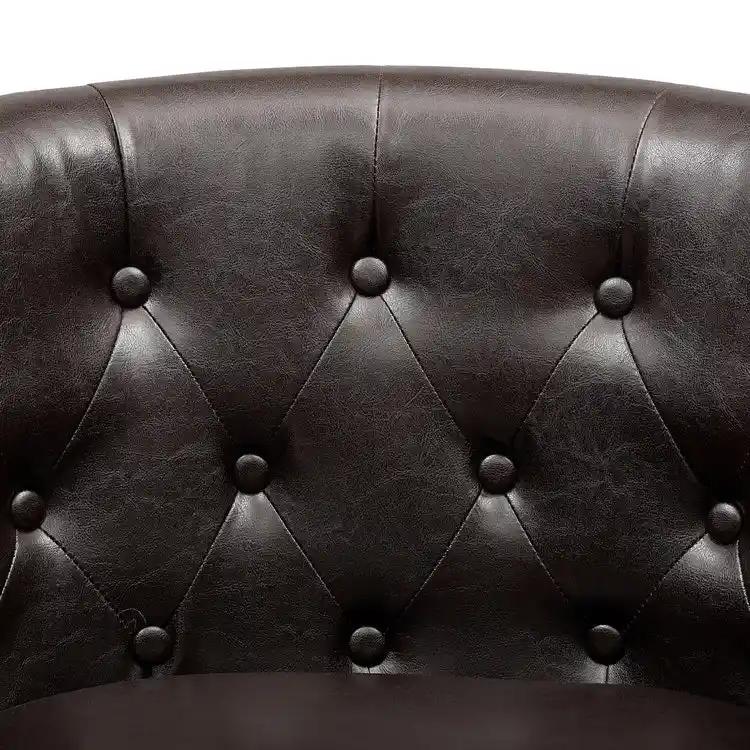 Accent Chair, Button Tufted Faux Leather Barrel Chair, Midcentury Modern Accent Chair, Comfy Armchair, Tub Barrel Chairs