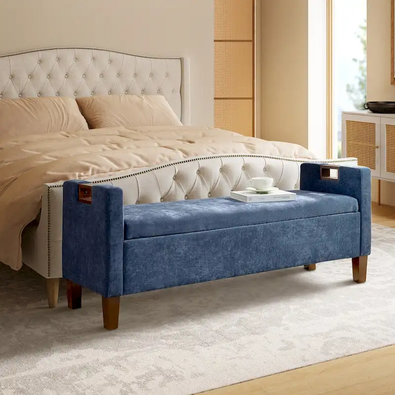 Clara Storage Bench with Solid Wood Legs by HULALA HOME