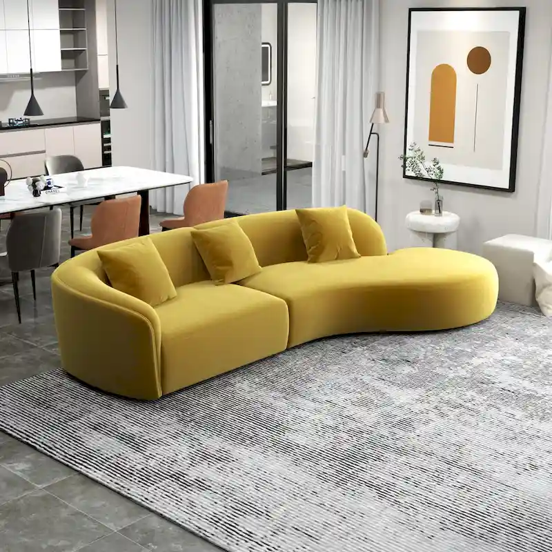 Gallar Japandi Style Luxury Modern Velvet Curved Sofa