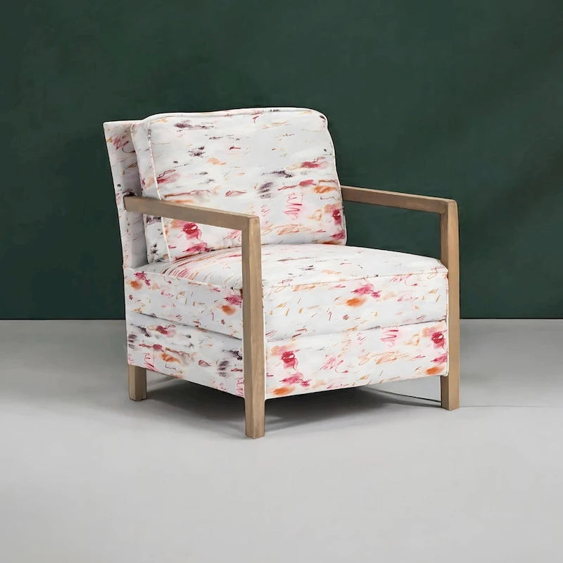 Soft Pink Abstract Patterned Accent Chair - 31.25 x 29.5 x 31