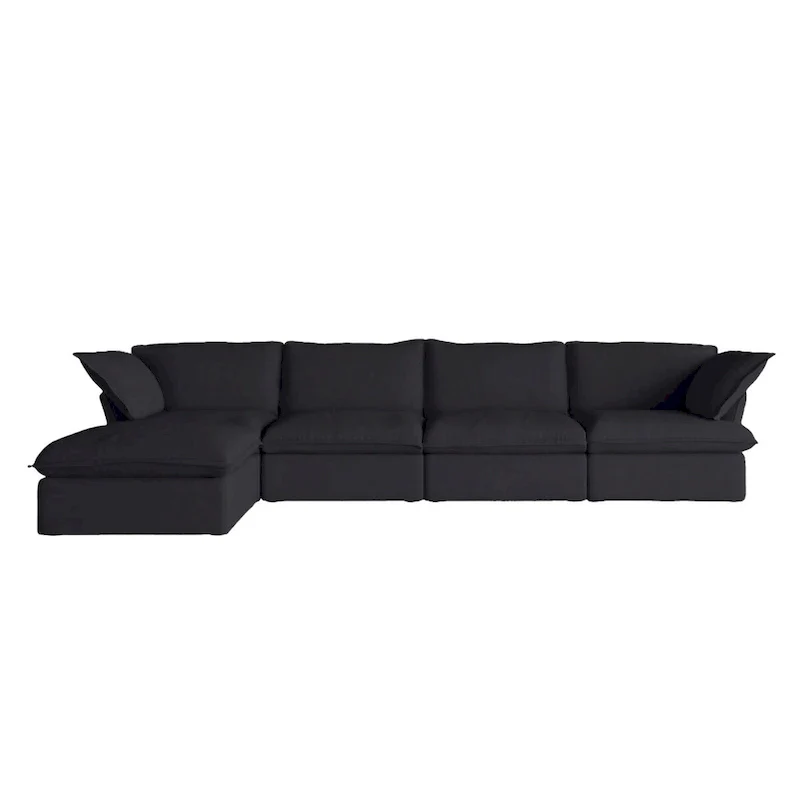 L Shape Modular Sectional Sofa 5 Seats with Chaise Ottoman