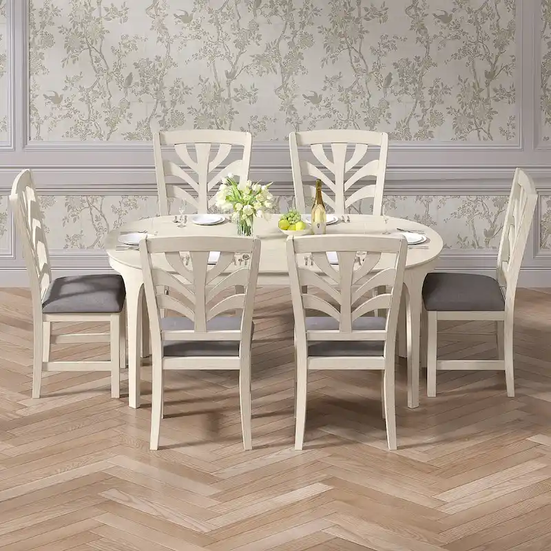 VECELO 5/7 Piece Dining Table Set Consist of an Oval Dining Room Table