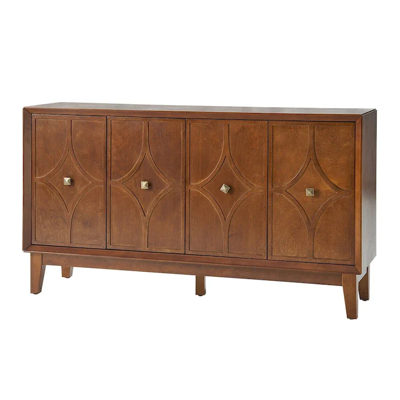 Miriam Mid-century 60  Wide Diamond-shaped Patterned Sideboard with Adjustable Shelves by HULALA HOME